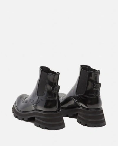 Alexander Mcqueen Chunky Polished Leather Chelsea Boots In Black