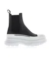 Alexander Mcqueen Round Toe Chelsea Ankle Boots In White