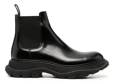 Pre-owned Alexander Mcqueen Chunky Sole Chelsea Boots (women's) Sneakers In Black