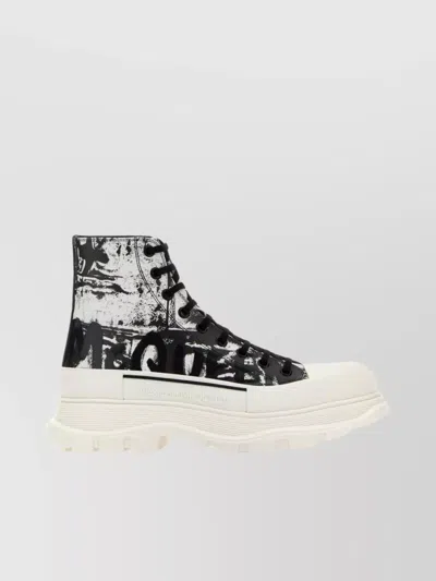 ALEXANDER MCQUEEN CHUNKY SOLE HIGH-TOP LACE-UP SNEAKERS