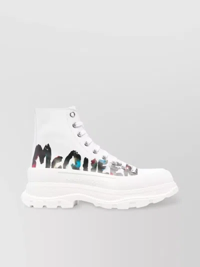 ALEXANDER MCQUEEN CHUNKY SOLE HIGH-TOP ROUND TOE BOOTS