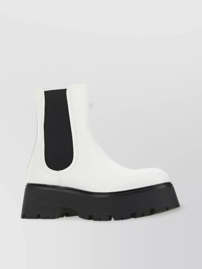 Alexander Mcqueen Chunky Sole Leather Boots In Black