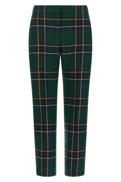 Alexander Mcqueen Plaid Wool Trousers In Green