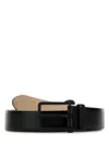 Alexander Mcqueen Front Logo Buckle Belt In Black
