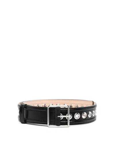 ALEXANDER MCQUEEN EYELET-DETAIL LEATHER BELT