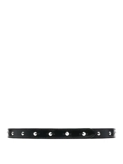 Alexander Mcqueen Single Studded Belt In Black