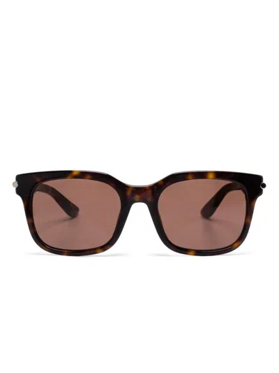 Alexander Mcqueen City T-bar Rectangular Sunglasses In Brown