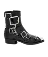 Alexander Mcqueen Punk Buckle Boots In Black