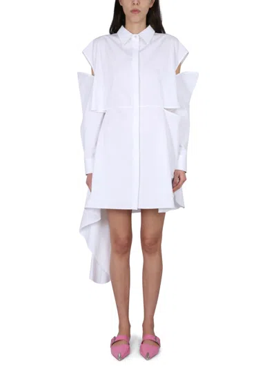Alexander Mcqueen Classic Collar Mini Dress In White