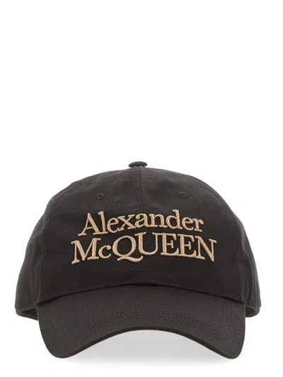 Alexander Mcqueen Classic Hard Visor Baseball Cap In Black