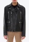 Alexander Mcqueen Grained Lamb Leather Biker Jacket In Black