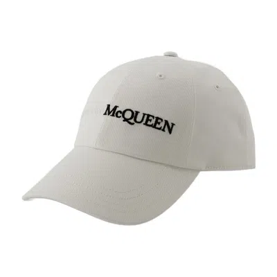 Alexander Mcqueen Classic Logo Bic Cap Alexander Mc Queen Cotton White In Gray