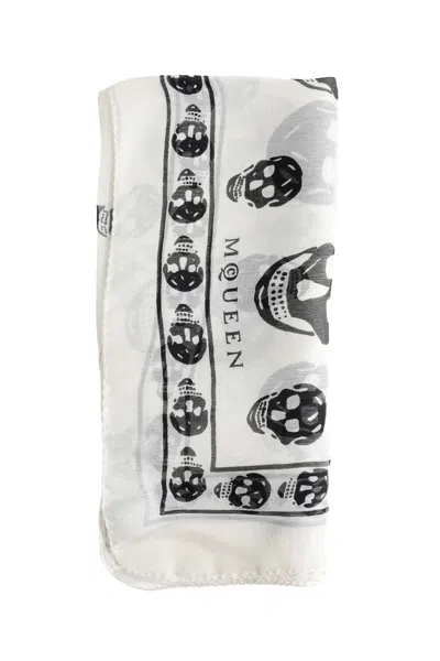 Alexander Mcqueen Classic Silk Chiffon Skull Scarf In Multi