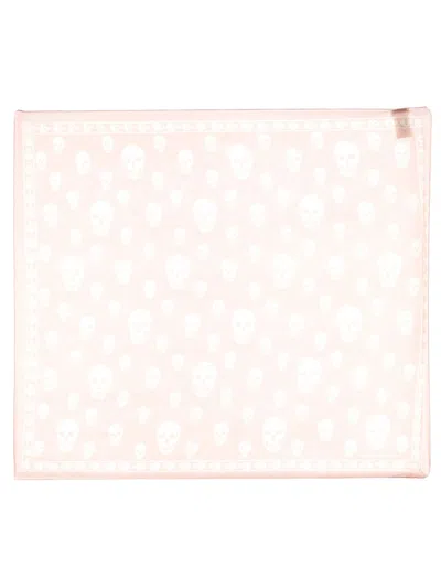 Alexander Mcqueen Classic Silk Skull Scarf In Pink