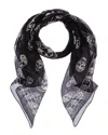 Alexander Mcqueen Classic Skull Silk Scarf In Black