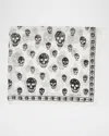 Alexander Mcqueen Classic Skull Silk Scarf In White