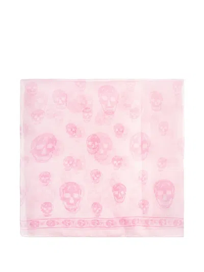 Alexander Mcqueen Classic Skull Silk Scarf In Green