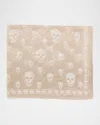 Alexander Mcqueen Classic Skull Wool Scarf In Neutral