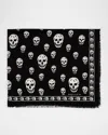 Alexander Mcqueen Classic Skull Wool Scarf In Black
