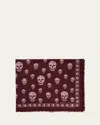 Alexander Mcqueen Classic Skull Wool Scarf In Burgundy Pink