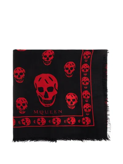Alexander Mcqueen Classic Skull-print Scarf In Black