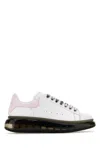 Alexander Mcqueen White Leather Sneakers With Pink Leather Heel In White