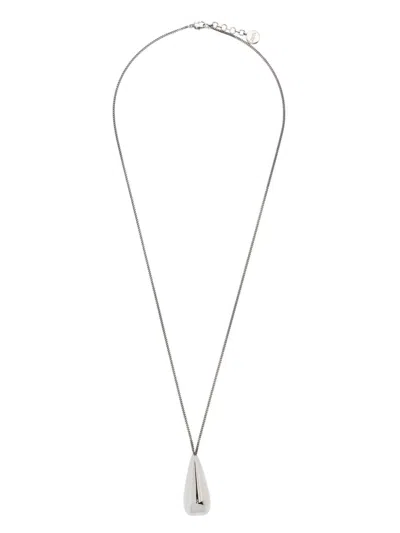 Alexander Mcqueen Claw Logo-charm Necklace In Gray