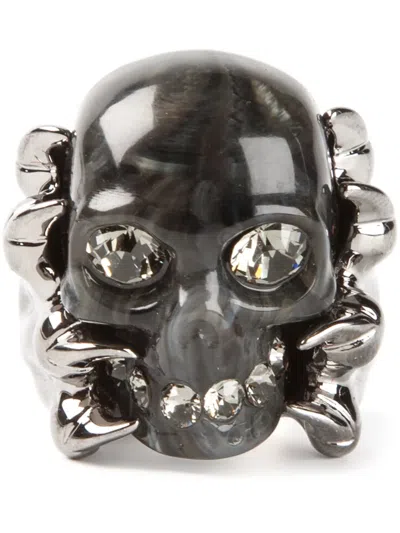 Alexander Mcqueen Claw Skull Cocktail Ring In Black