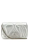Alexander Mcqueen Small Rectangular Leather Shoulder Bag In Metallic