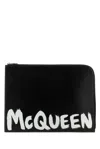 Alexander Mcqueen Leather Logo-print Document Holder In Black