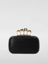 Alexander Mcqueen Skull Four Ring Embellished Clutch In Black