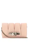 Alexander Mcqueen Leather Quilted Chain Strap Skull Clutch In Pink