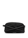 Alexander Mcqueen Black Beauty Case With Harness Detail In Fabric And Leather Man In Black