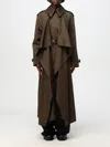 Alexander Mcqueen Double-breasted Trench Coat With Draped In Military