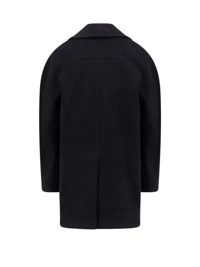 Alexander Mcqueen Black Wool Blend Coat In Negro