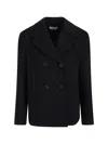 Alexander Mcqueen Womens Black Double-breasted Regular-fit Wool And Cashmere-blend Coat In Black