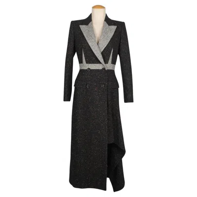 Pre-owned Alexander Mcqueen Coat In Black And Multicolored Blended Wool, 2020
