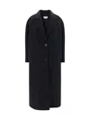 Alexander Mcqueen Double-breasted Wool Blend Coat With Buckle Detail In Nero