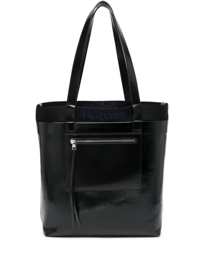 ALEXANDER MCQUEEN COATED-FINISH SHOULDER BAG