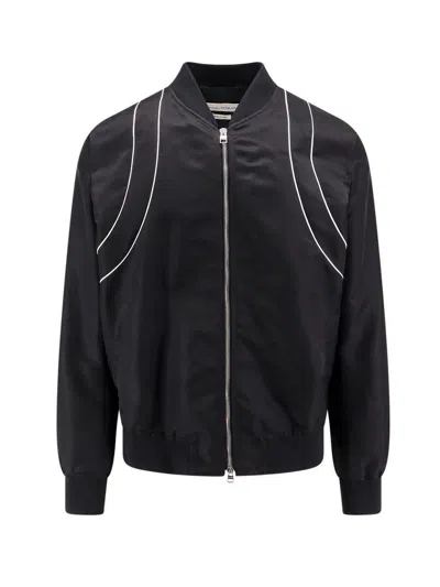 Alexander Mcqueen Nylon Jacket With Contrasting Detail In Black