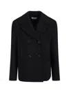 Alexander Mcqueen Womens Black Double-breasted Regular-fit Wool And Cashmere-blend Coat In Black