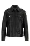 Alexander Mcqueen Leather Jacket With Chest Pockets And Epaulettes In Black