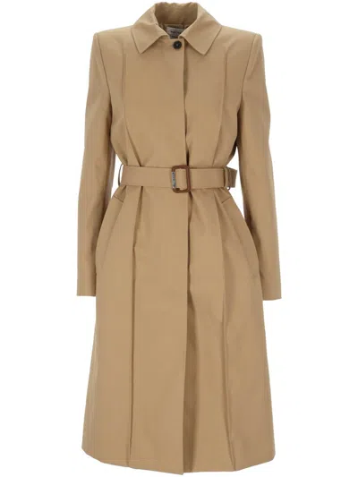 Alexander Mcqueen Alexander Mc Queen Beige Slide Buckle Coat In Brown
