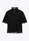 Alexander Mcqueen Cobweb Lace High-neck Top In Black