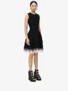 Alexander Mcqueen Cobweb Lace Knitted Dress In Black/ivory
