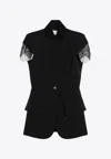 Alexander Mcqueen Asymmetrical Tailored Jacket With Lace Detailing