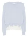 Alexander Mcqueen Lace-trimmed Wool And Cashmere-blend Sweater In Blue
