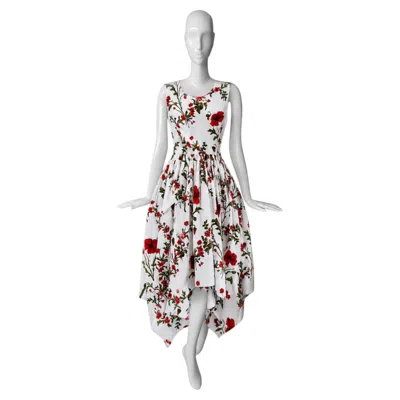 Pre-owned Alexander Mcqueen Cocktail Dress Poppy Flower Summer Gown In Gray