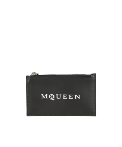 ALEXANDER MCQUEEN ALEXANDER MCQUEEN LOGO PRINTED TOP ZIPPED CARD CASE