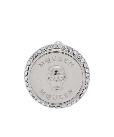 Alexander Mcqueen Coin Decorative Earrings In White